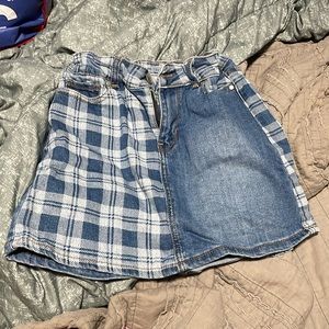 Wonder nation Jean plaid Kids Skirt Size 7/8
